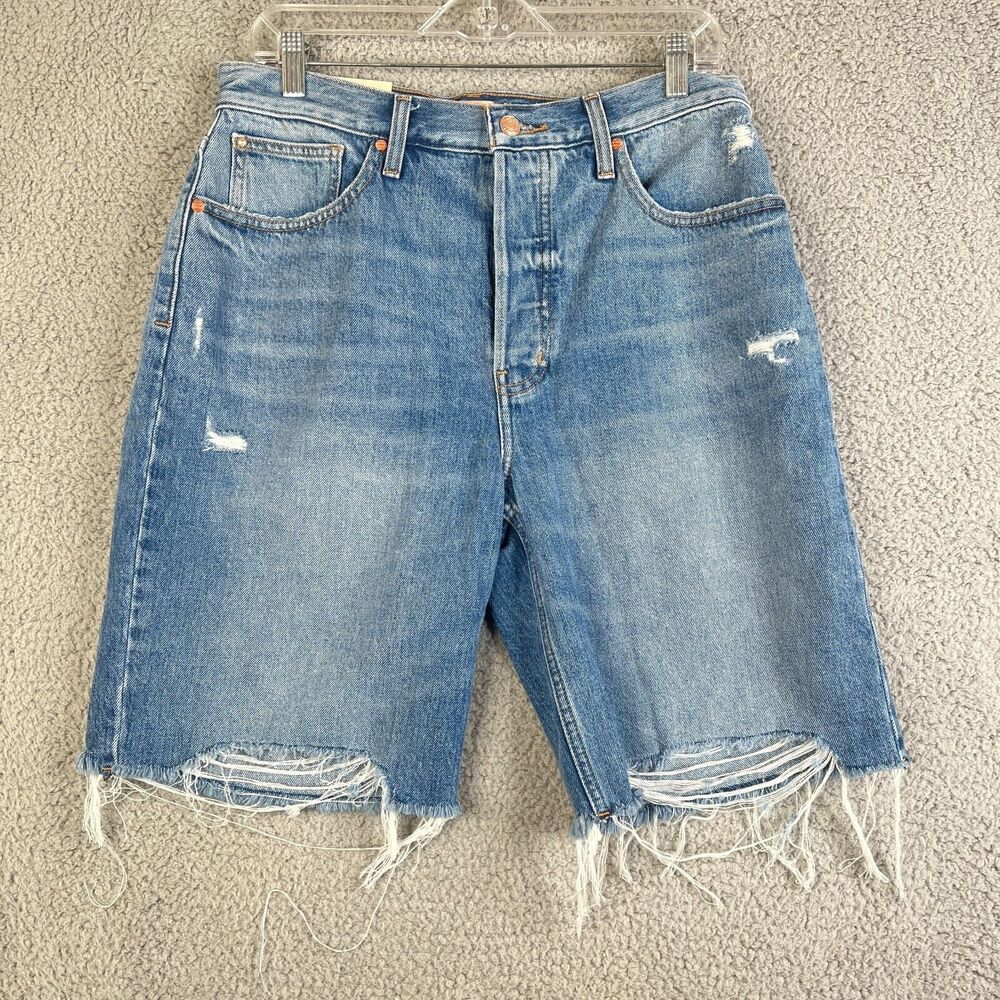 Distressed Blue Denim Cutoff Shorts